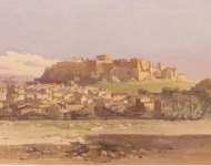 Giallina Gyalinas Angelos Athens. View of the City at the Foot of a Hill and Ruins of Acropolis - Hermitage